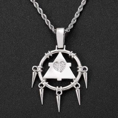 Hip Hop Vintage Geometric Copper Pendant Necklace for Men and Women