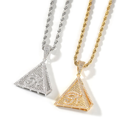 Triangle Pendant Necklace for Women with crystal detail Detail, Twisted Chain Statement Jewelry in Gold or Silver