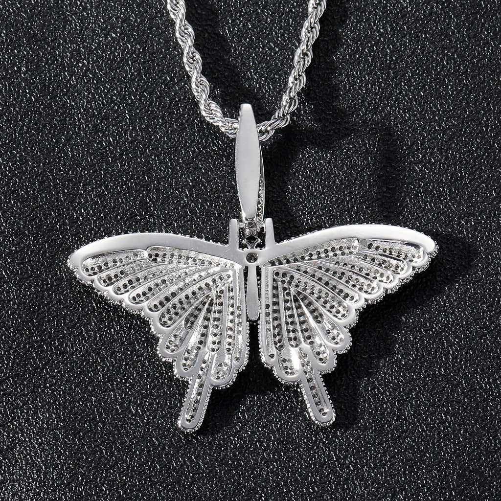 Hip Hop Butterfly Copper Pendant Necklace for Men and Women