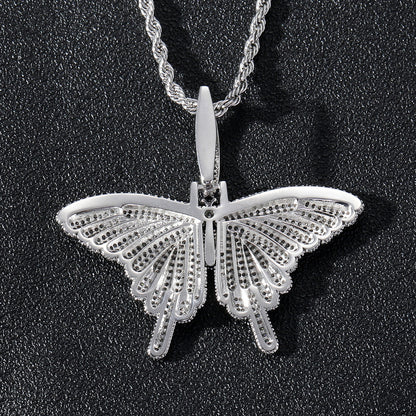 Hip Hop Butterfly Copper Pendant Necklace for Men and Women