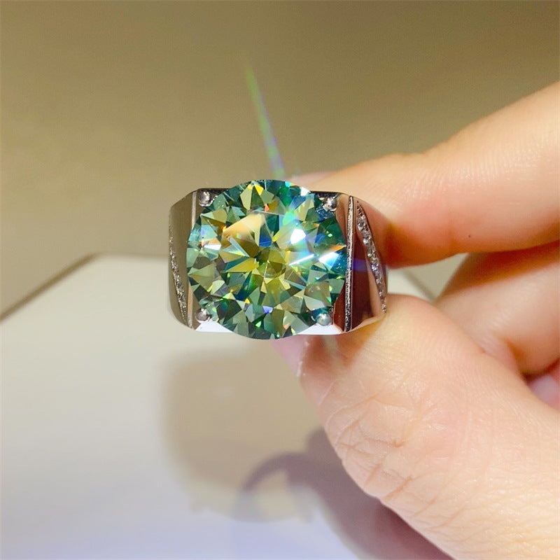 Men’s Green Moissanite Ring U-Shape Statement Ring 5 Carat 10 Carat product image