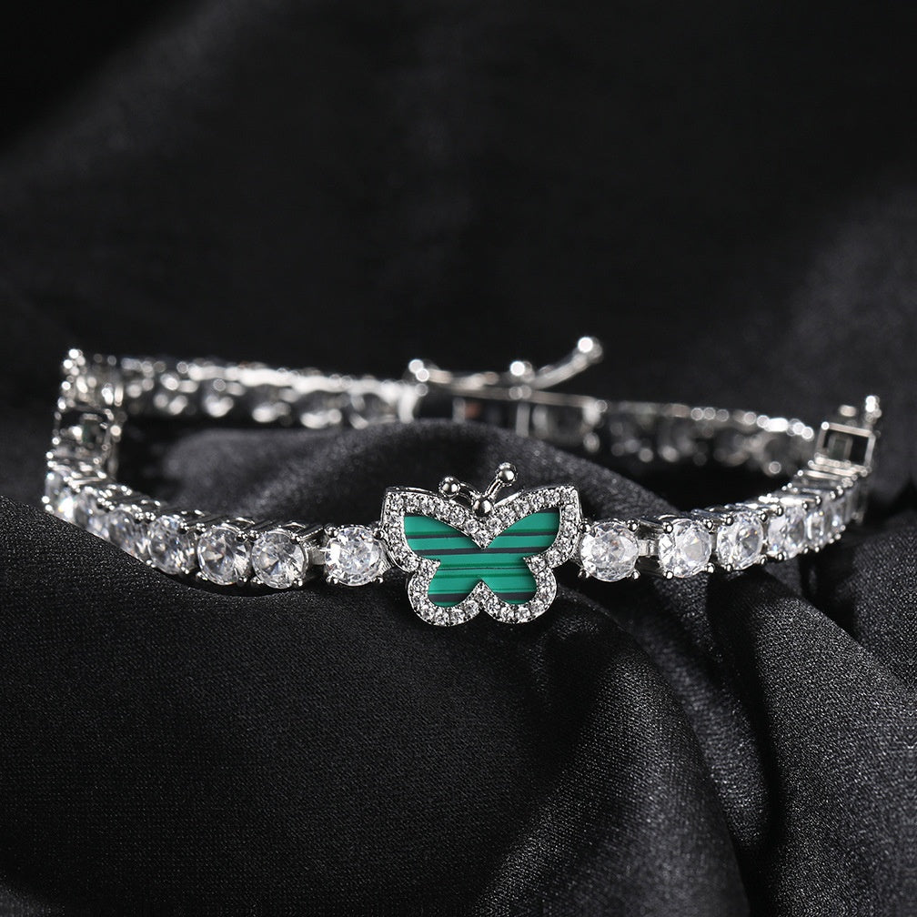 Butterfly Cubic Zirconia Chain Necklace & Bracelet for Women and Men - Gold Plated or Silver Plated Statement Jewelry product image