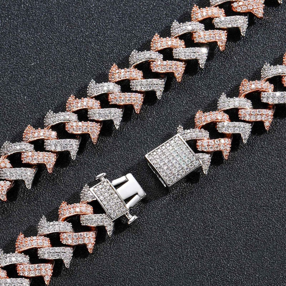 Hip Hop Light Luxury Cuban Link Thorn Spike Cubic Zirconia Necklace for Men product image