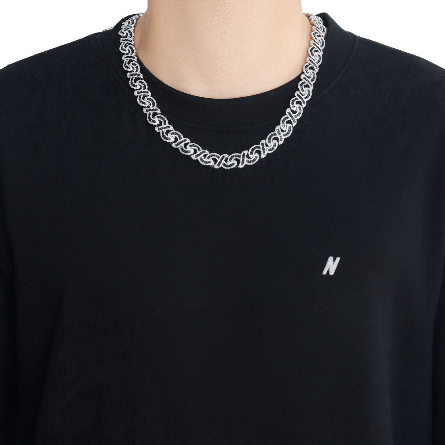 Hip Hop Heart Cuban Link Cubic Zirconia Necklace for Men