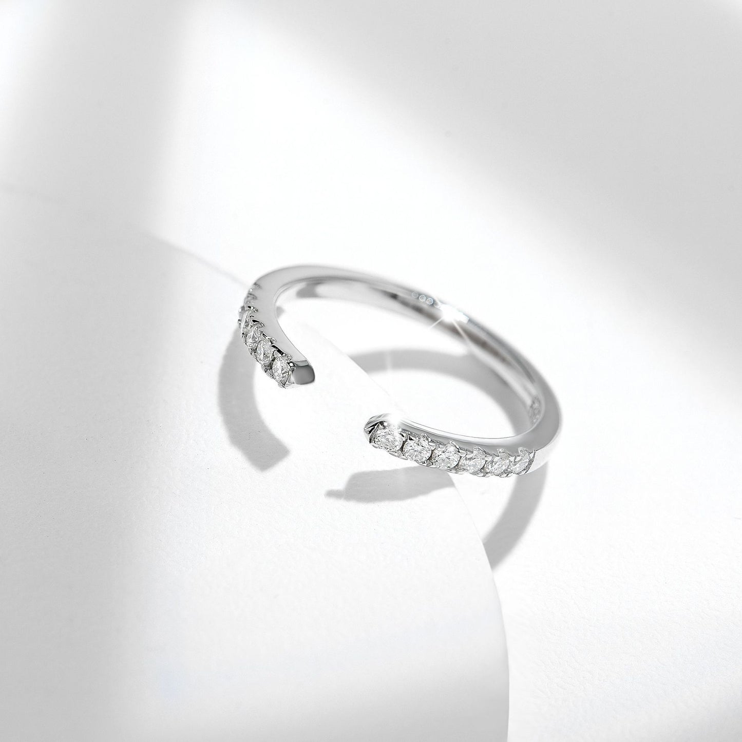 S925 Sterling Silver Moissanite Solitaire Ring for Women, Pav�� Band Engagement Style Ring product image