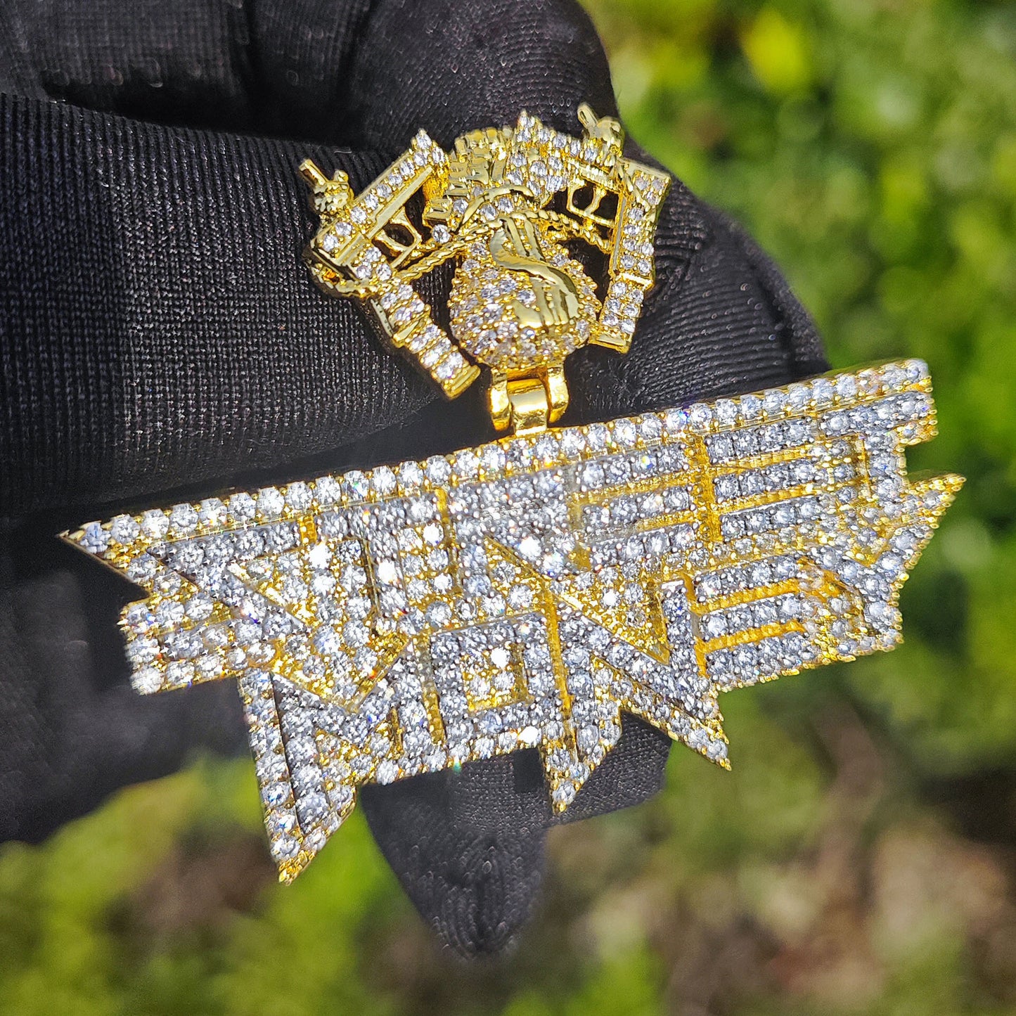 Iced Out Letter Pendant Necklace for Men Hip Hop Statement Chain