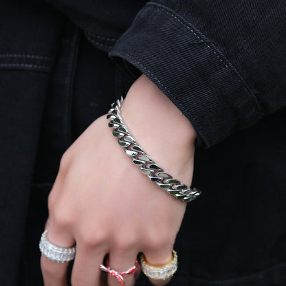 Men’s Stainless Steel Curb Chain Bracelet – Minimalist Line Design, Gold Plated or Silver Tone, 7 Inch & 8 Inch