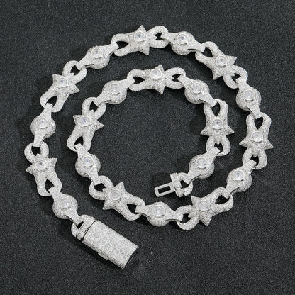 Hip Hop Geometric Diamond Shape Cuban Link Copper Bracelet for Men