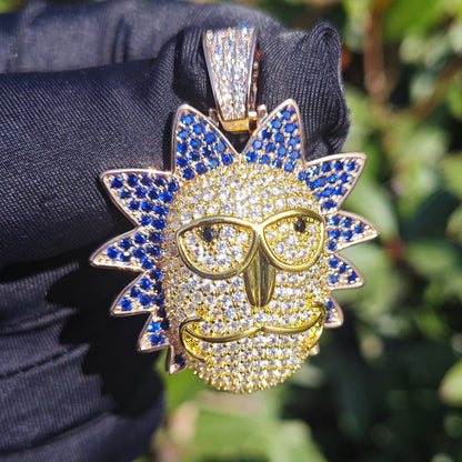 Iced Out Cartoon Sun Pendant Necklace for Men