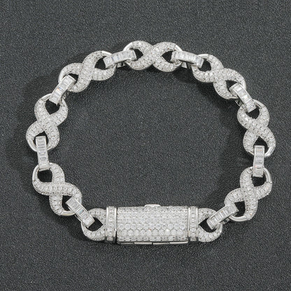 Hip Hop Four Leaf Clover Cuban Link Copper Bracelet for Men
