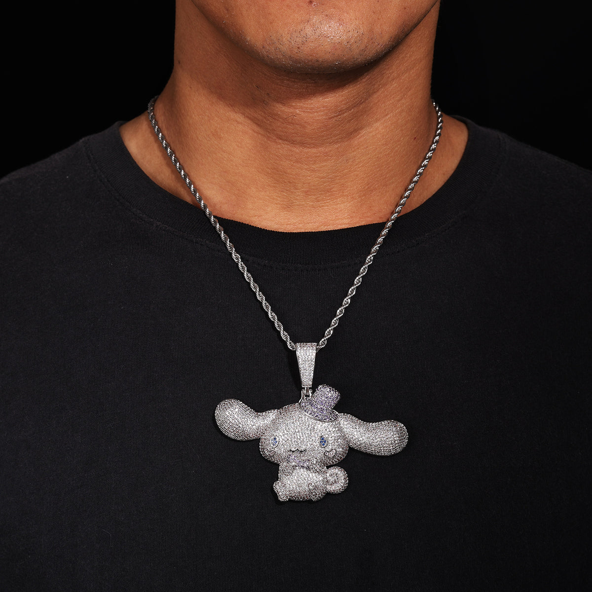 Iced Out Cartoon Dog Pendant Necklace for Men and Women - Silver Color Hip Hop Animal Charm Chain product image