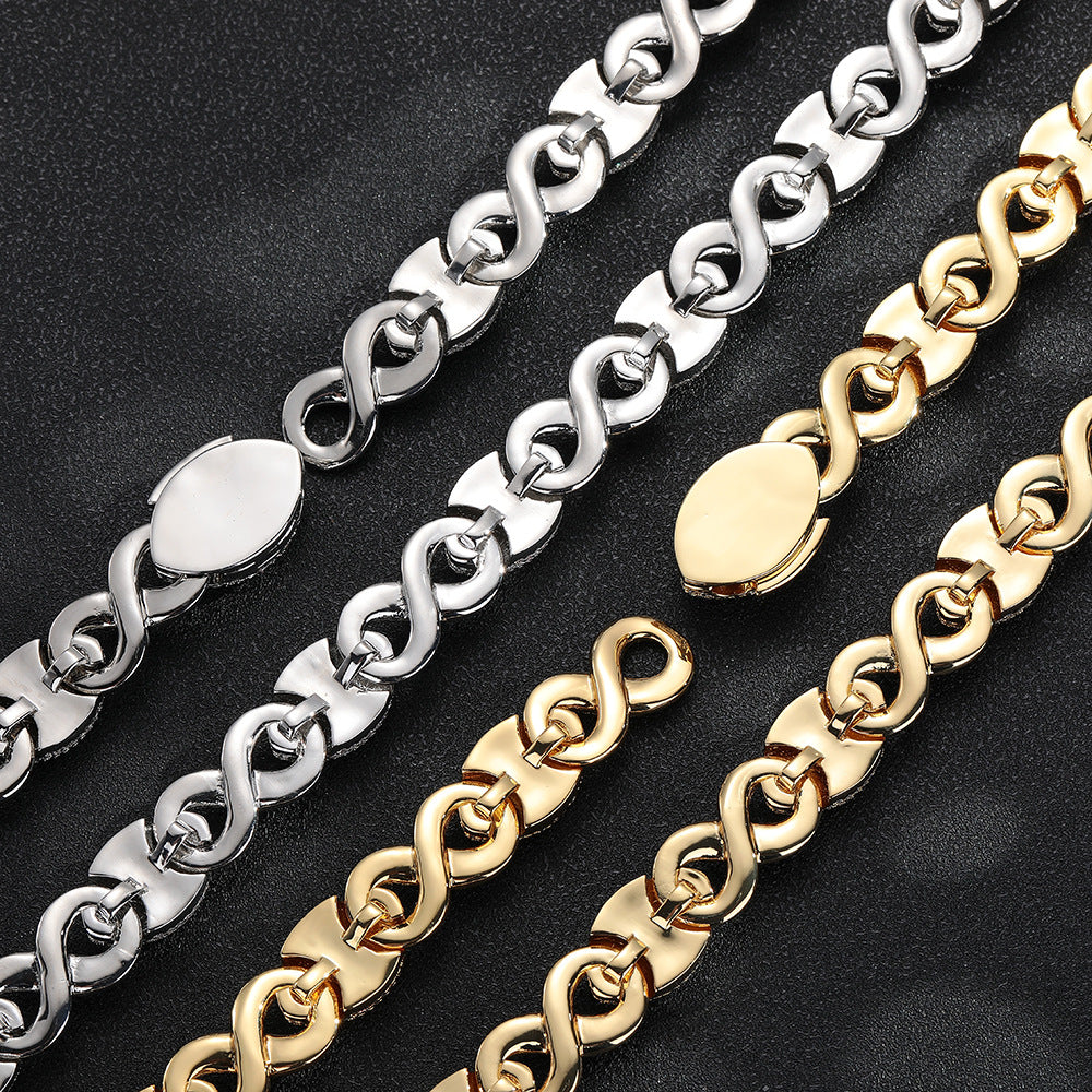 Iced Out Infinity Eye Cuban Link Chain Bracelet & Necklace 15MM product image