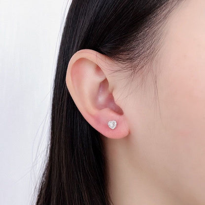 Heart Moissanite Stud Earrings for Women, Halo Heart Earrings, Romantic Gift Earrings, 1 Carat or 2 Carat Pair