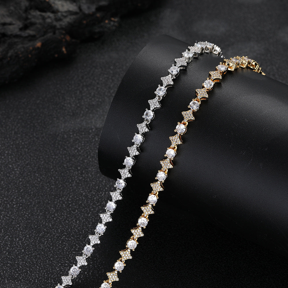 6MM Starburst Cubic Zirconia Cuban Link Chain Necklace, Unisex Hip Hop Jewelry product image