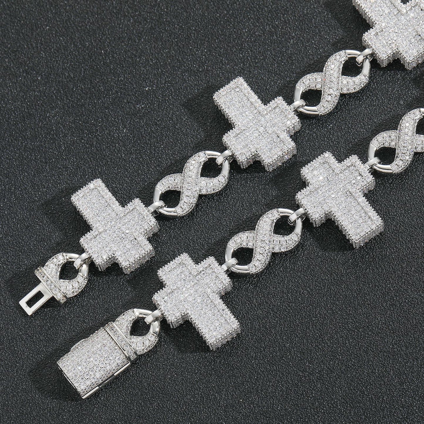Hip Hop Cross Square Cuban Link Cubic Zirconia Bracelet for Men