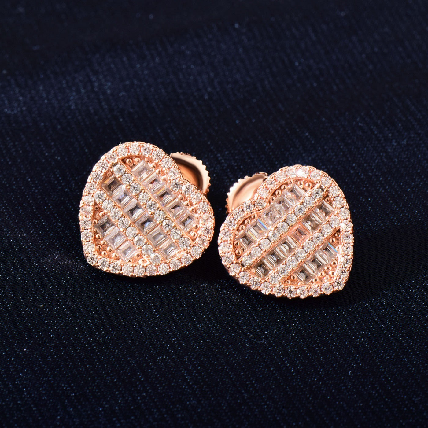 Unisex Iced Heart Stud Earrings Gift
