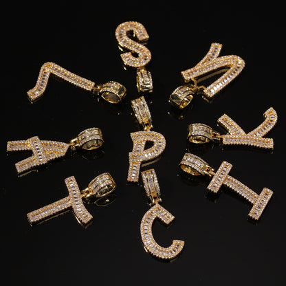 Mixed gold-tone pavé initials