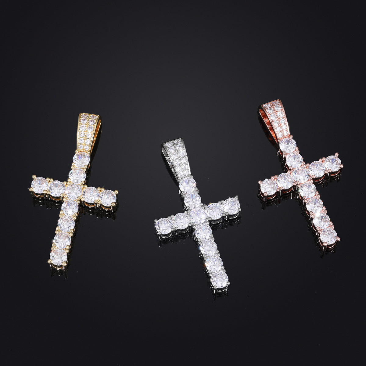 Men’s Cross Pendant Necklace, Zircon Rope Chain Hip Hop Pendant, Geometric Statement Jewelry product image