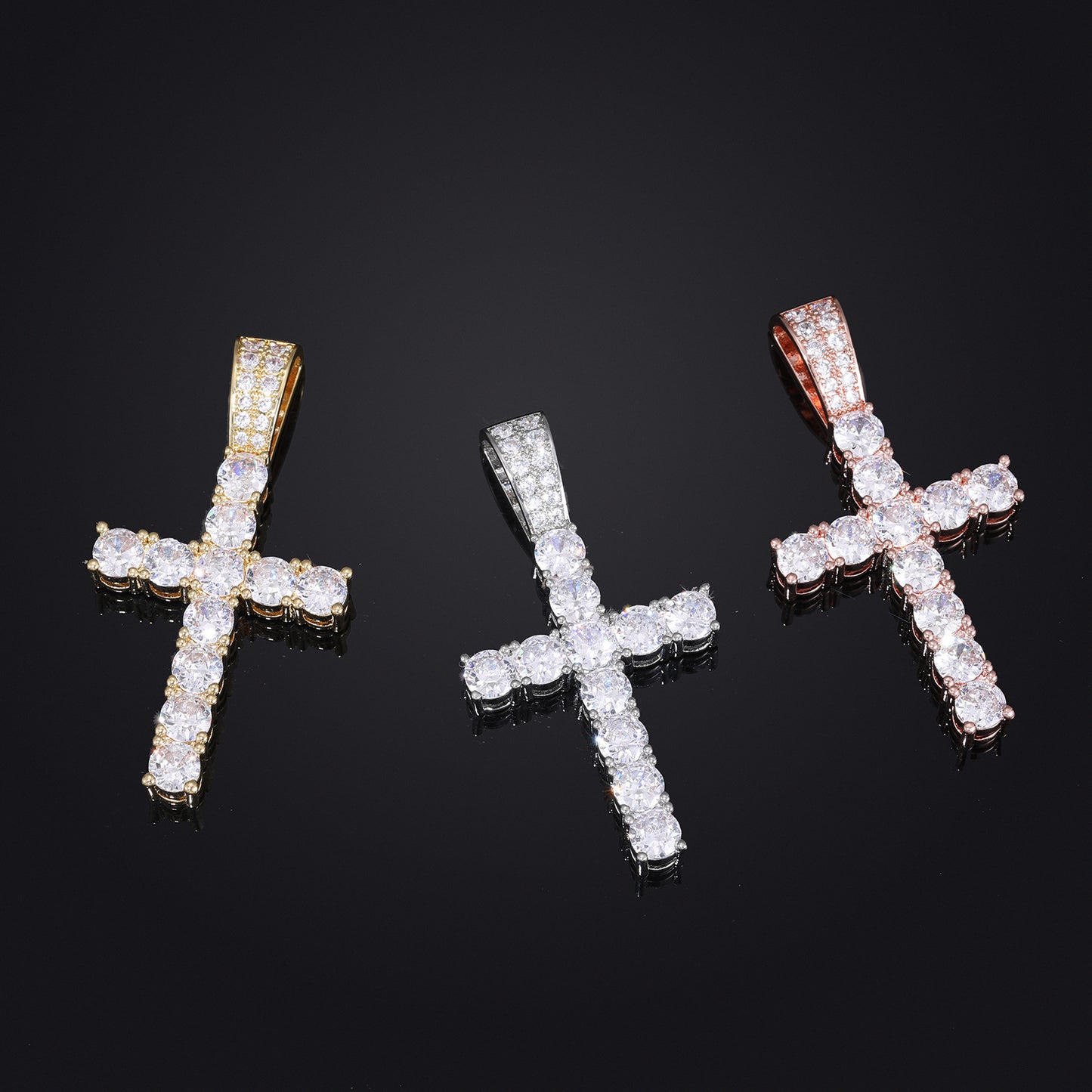Men’s Cross Pendant Necklace, Zircon Rope Chain Hip Hop Pendant, Geometric Statement Jewelry product image