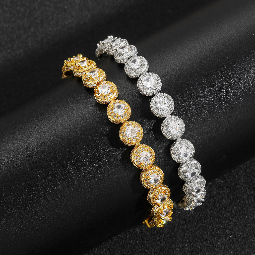 Hip Hop Round Iced Link Cubic Zirconia Necklace for Men