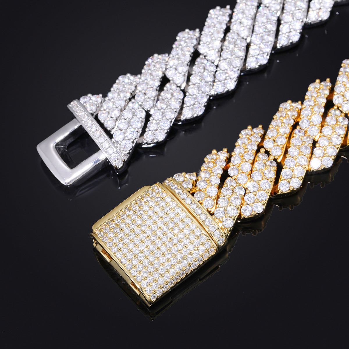 20mm Double-Row Zircon Cuban Link Bracelet, Copper Plated Unisex Hip Hop Bracelet product image