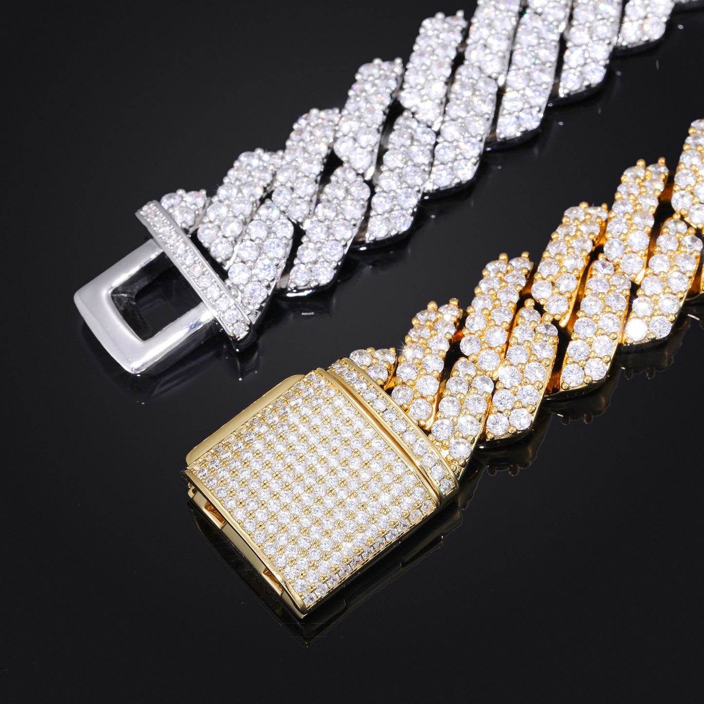 20mm Double-Row Zircon Cuban Link Bracelet, Copper Plated Unisex Hip Hop Bracelet product image