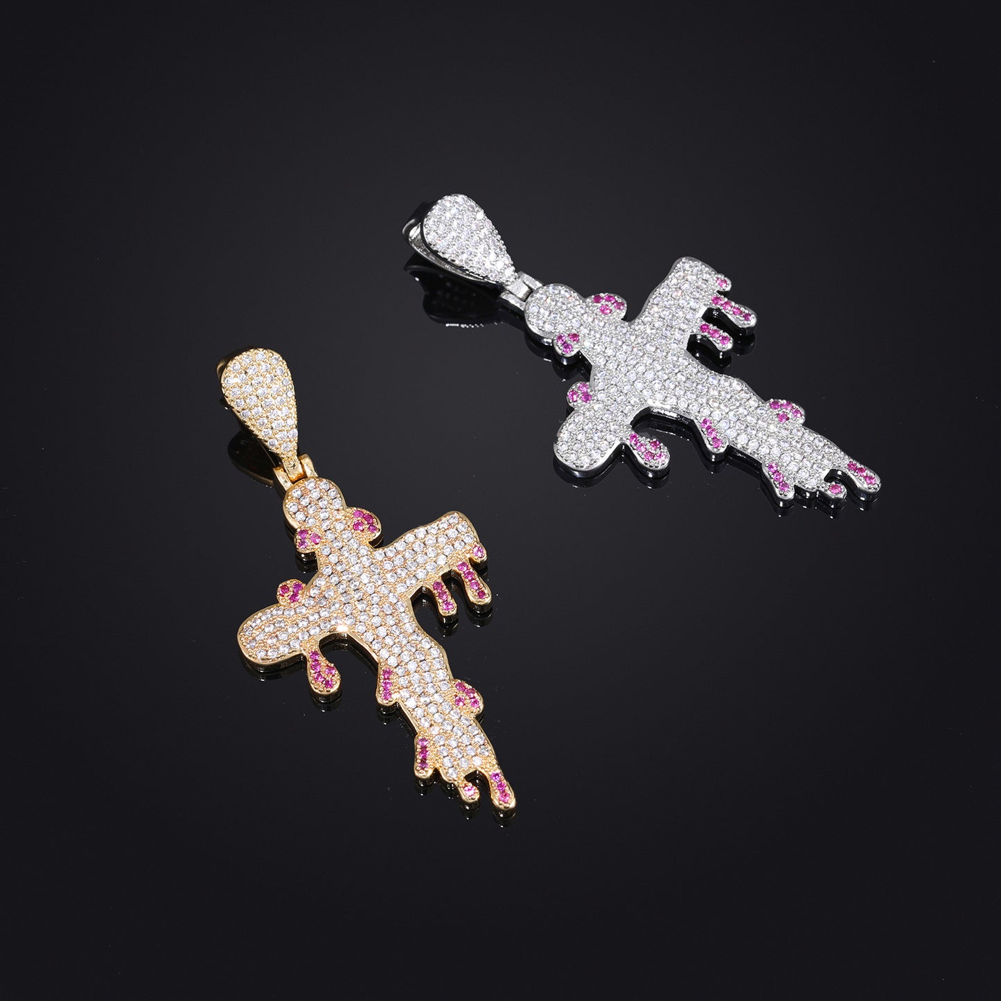 Iced Out Cross Pendant Necklace for Men, Rope Chain Hip Hop Drip Pendant Jewelry product image