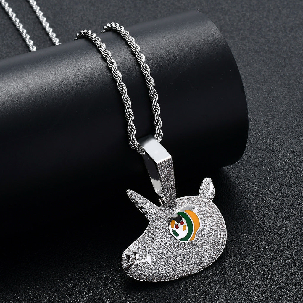 Hip Hop Eye Cubic Zirconia Pendant Necklace for Men and Women