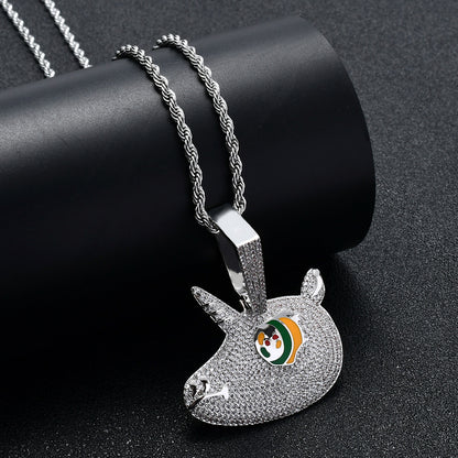 Hip Hop Eye Cubic Zirconia Pendant Necklace for Men and Women