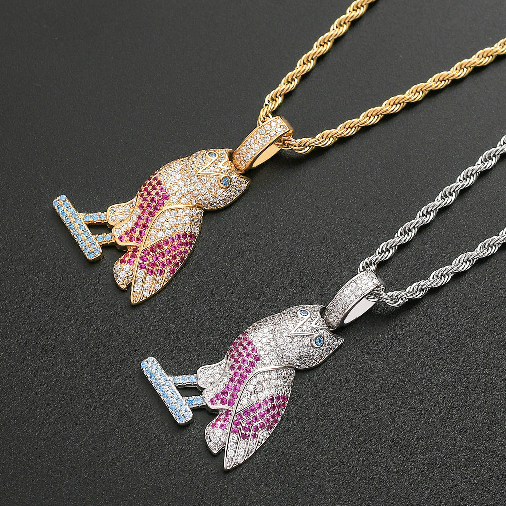 Hip Hop Cat Cubic Zirconia Pendant Necklace for Men and Women