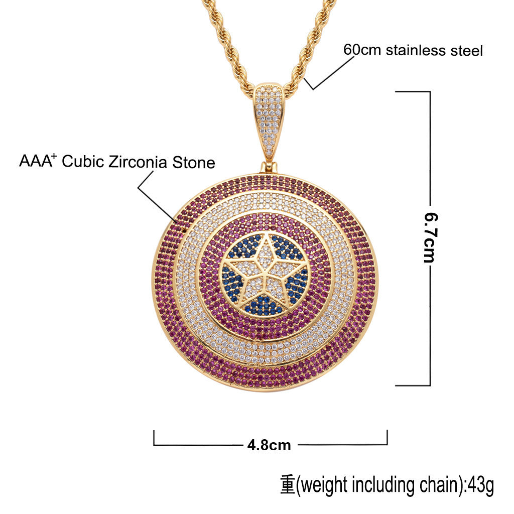 Star Geometric Cubic Zirconia Pendant Necklace for Men and Women