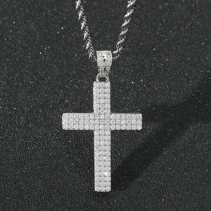 Hip Hop Cross Cubic Zirconia Pendant Necklace for Men and Women
