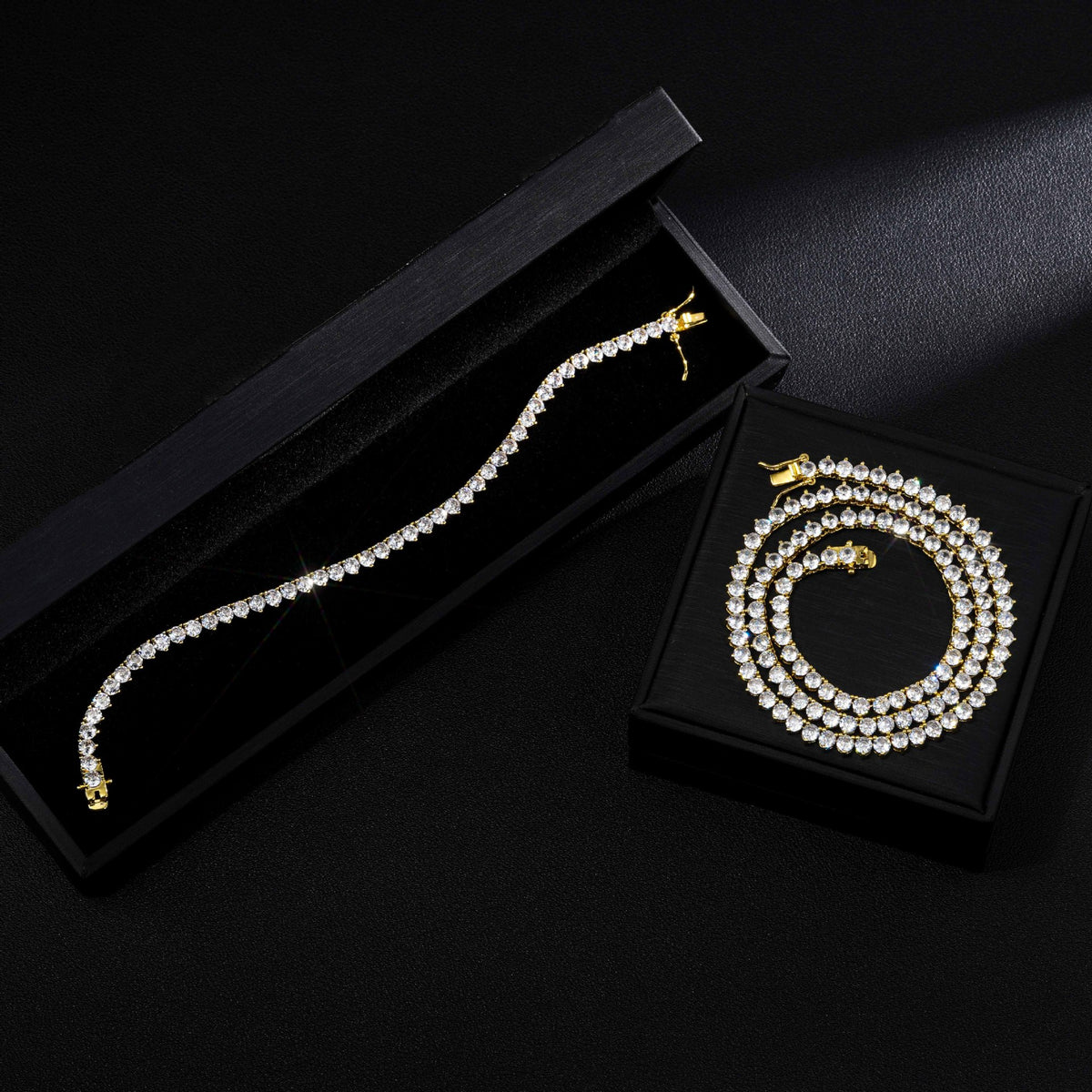 Unisex 3-Prong Tennis Chain Necklace & Bracelet, Iced Zirconia Geometric Chain Jewelry, 3mm/4mm product image