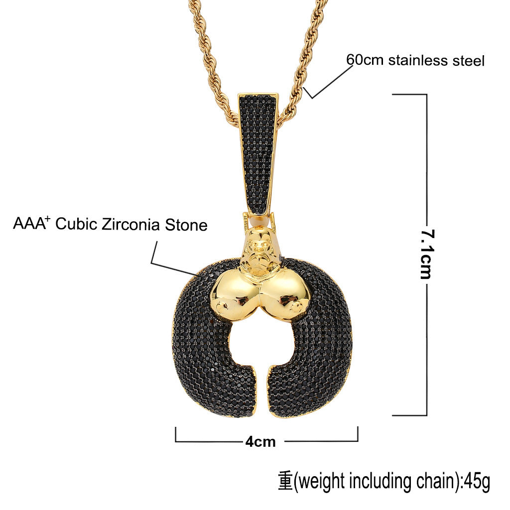 Hip Hop Fashion Cubic Zirconia Pendant Necklace for Men and Women