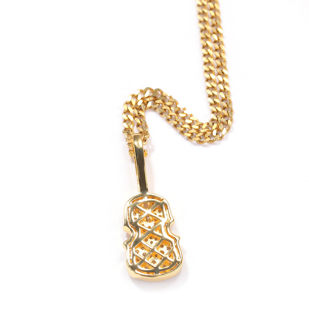 Iced Violin Pendant Necklace with Cuban Chain for Women & Men, Gold Plated or Silver Plated Cubic Zirconia Statement Chain product image