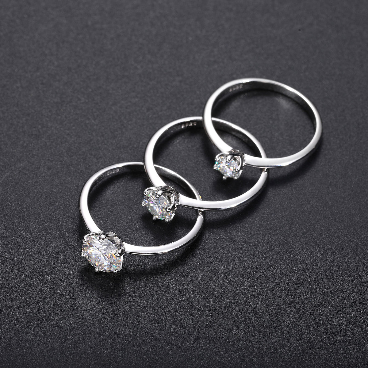925 Silver Crown Setting Moissanite Ring for Women and Men - Minimalist Round Solitaire Statement Ring product image