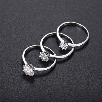 925 Silver Crown Setting Moissanite Ring for Women and Men - Minimalist Round Solitaire Statement Ring