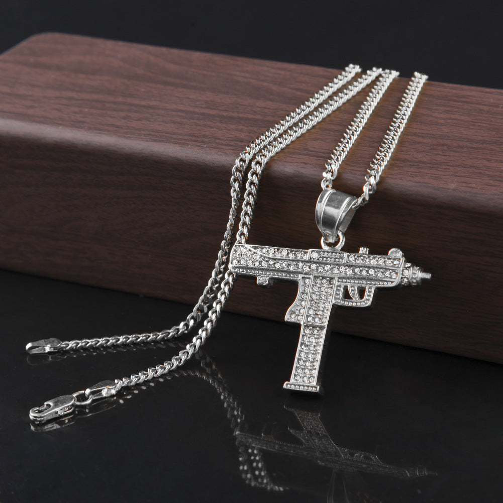 Iced Hip Hop Pendant Necklace for Men & Women – Rhinestone Alloy Charm with 3mm 60cm Cuban Chain