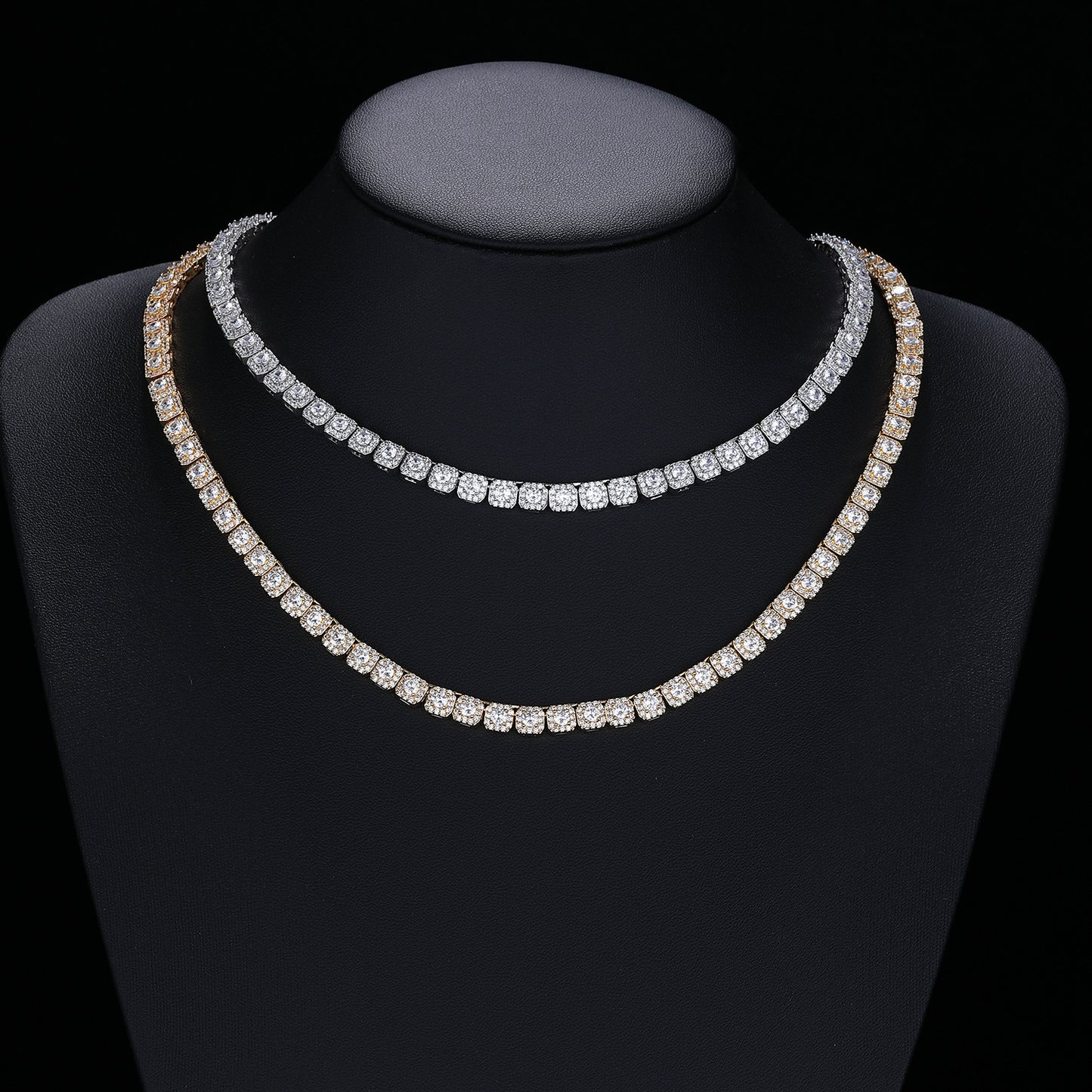 Square Zircon Tennis-Style Chain Bracelet & Necklace, 6 mm, Unisex