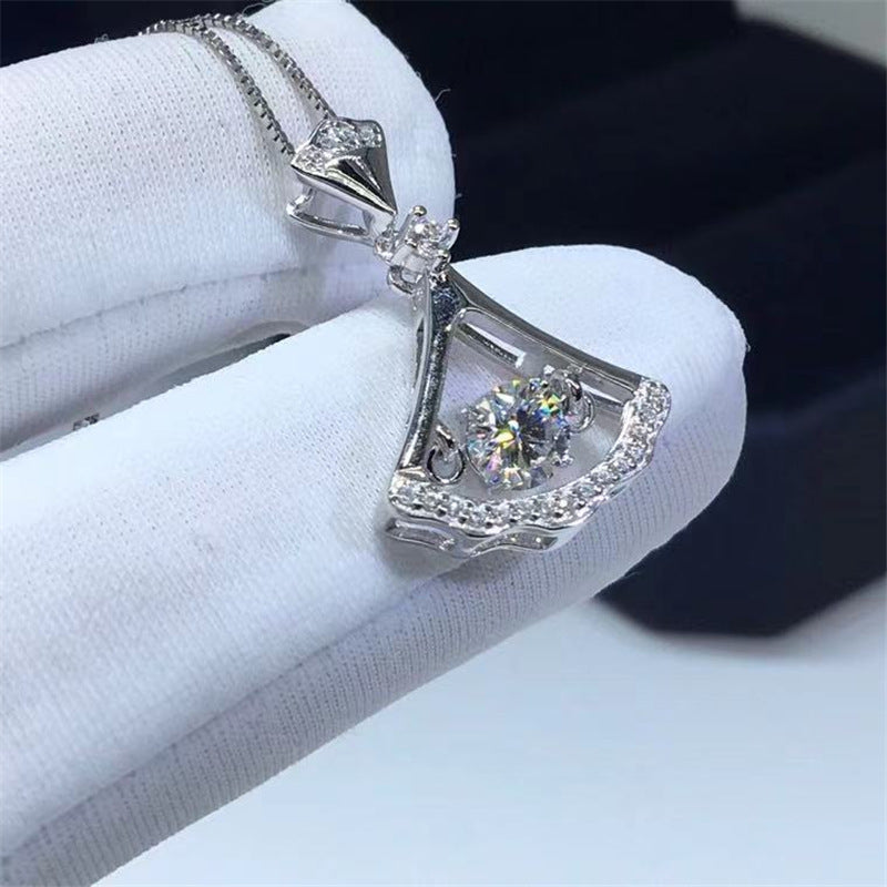 Silver Moissanite Fan Pendant Necklace with Certificate product image