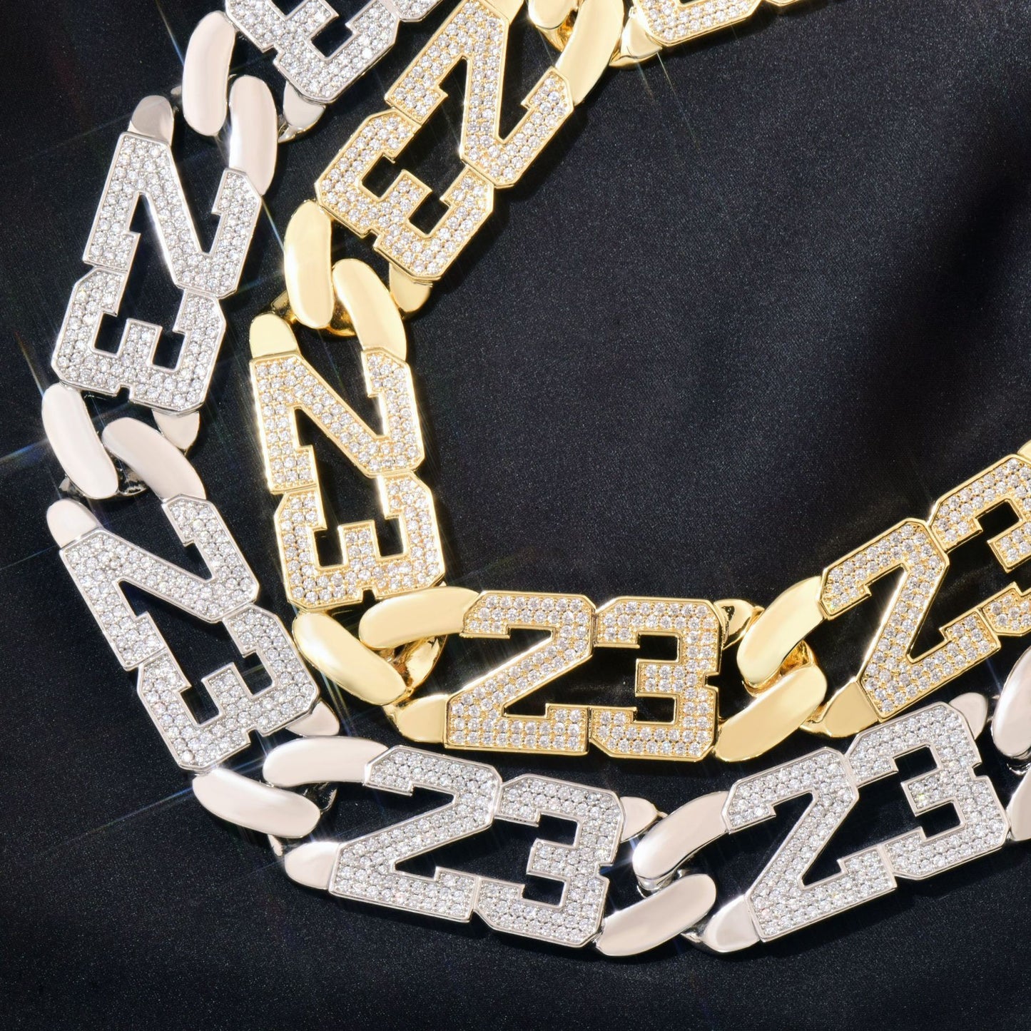 Iced Out Number Chain Necklace for Unisex