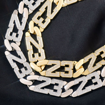 Iced Out Number Chain Necklace for Unisex
