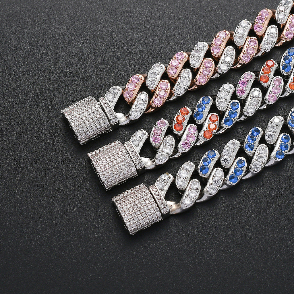 Diamond Shape Cuban Link Cubic Zirconia Necklace for Men