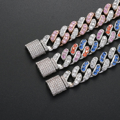 Diamond Shape Cuban Link Cubic Zirconia Necklace for Men