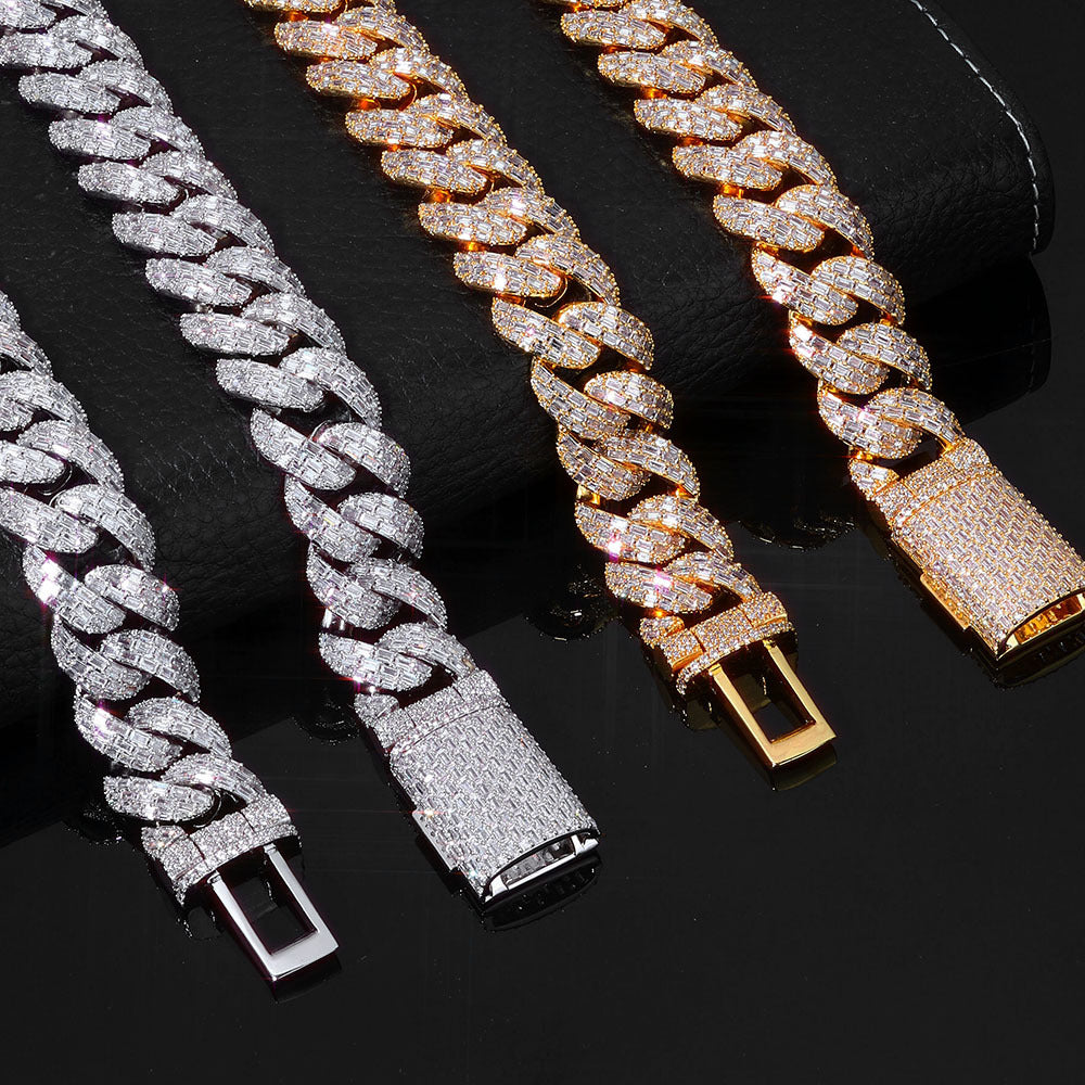 20 mm Iced Cuban Hip Hop Necklace or Bracelet with Cubic Zirconia on a Copper Base - CHA396 product image