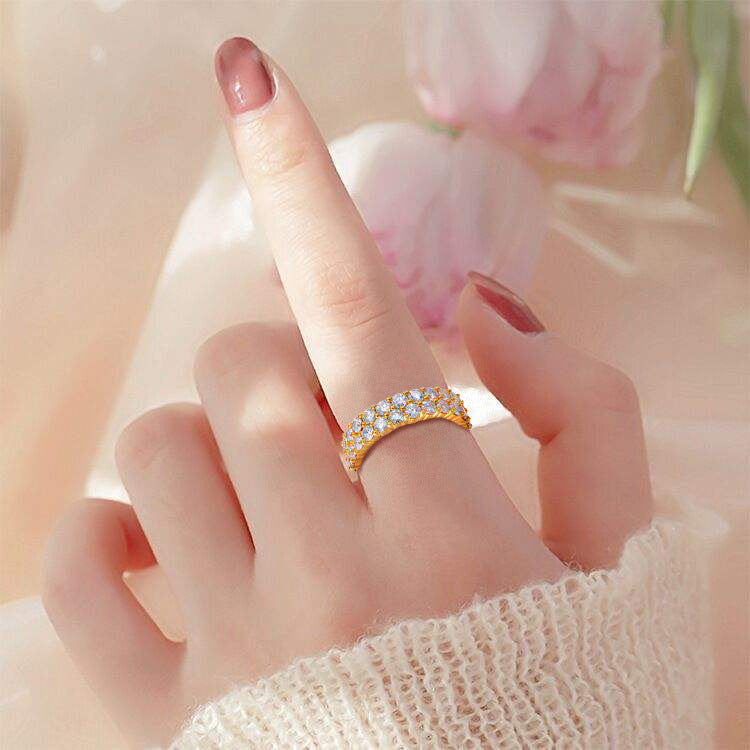 925 Silver Moissanite Geometric Cluster Ring, Unisex Hip Hop Style, Sizes 6-12, White Gold Tone product image