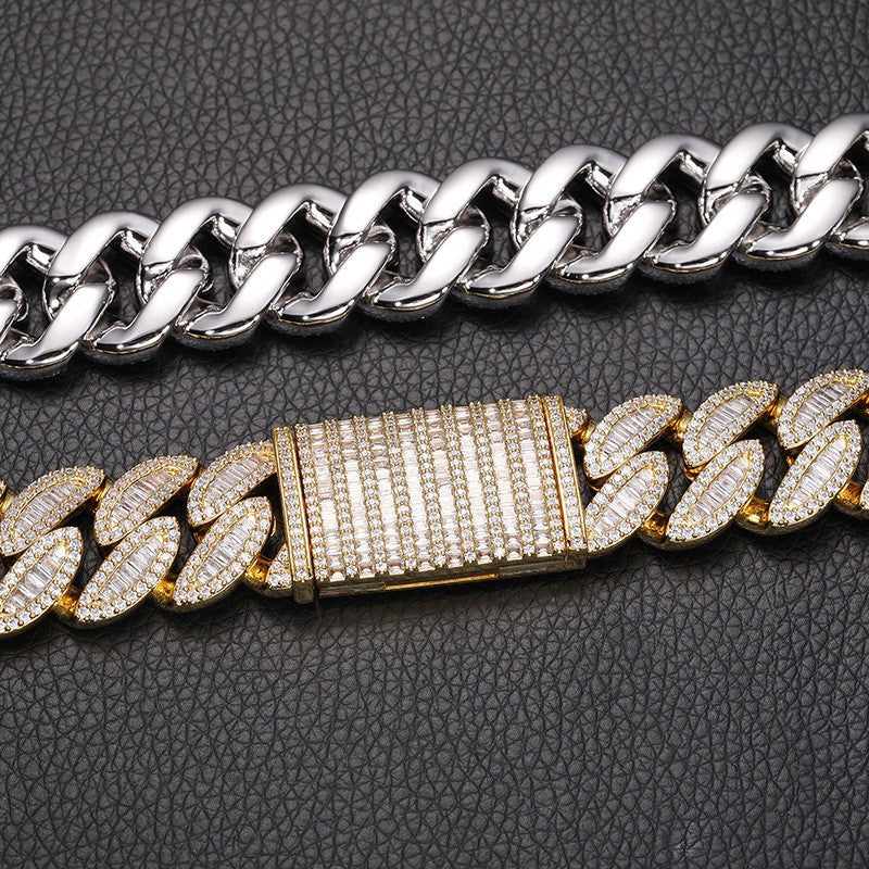 Iced Out Cuban Link Chain Necklace Bracelet Set for Women & Men, 5A CZ Hip Hop Statement Jewelry product image