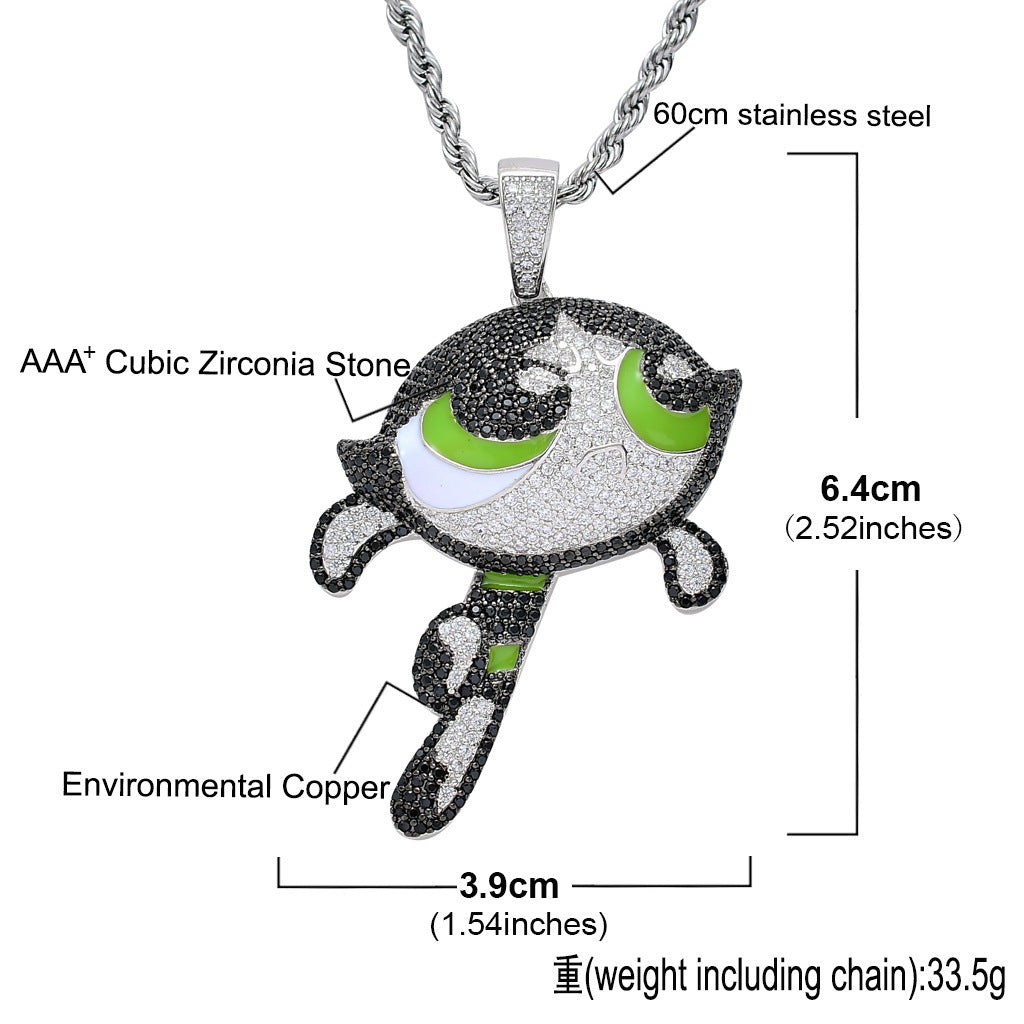 Hip Hop Fashion Cubic Zirconia Pendant Necklace for Men and Women