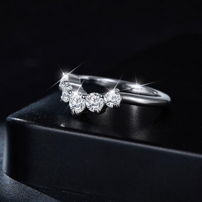 Moissanite V-Shape Cluster Ring, 925 Silver, 18K Gold Plated product image