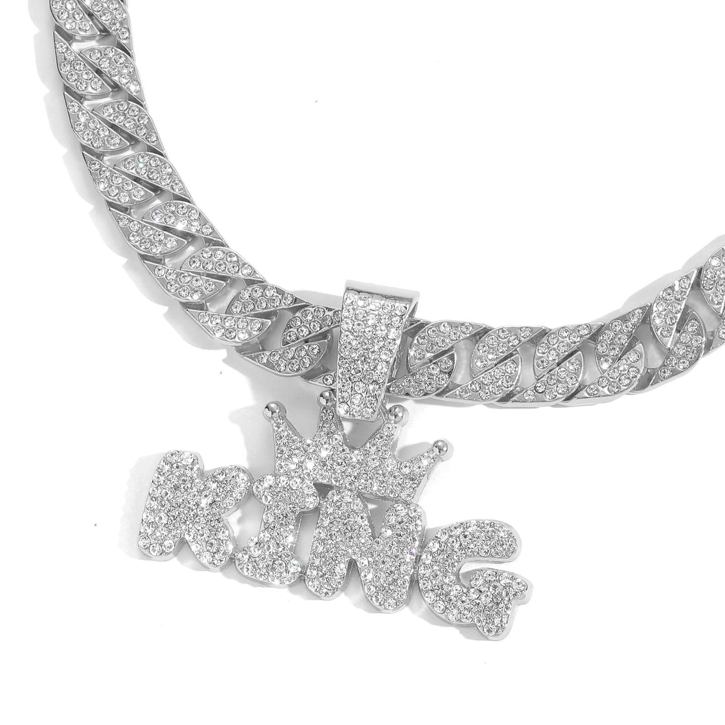 Hip Hop Heart Tennis Chain Alloy Bracelet for Men and Women